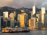 Passenger Ferry Crossing Hong Kong Harbour toward Central, Hong Kong, China Photographic Print by Greg Elms