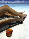 Woman Sunbathing on Beach, Kandholhudu, Ari Atoll, Alifu, Maldives Photographic Print by Felix Hug