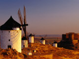 Windmills and Castle of Cresteria Manchega at Sunrise, Consuegra, Castilla-La Mancha, Spain Photographic Print by Witold Skrypczak