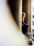 Woman Seated Among Great Pillars, Pantheon, Rome, Lazio, Italy Photographic Print by Philip & Karen Smith