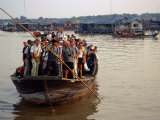 Tourists Crammed on Boat, Tonle Sap Lake, Phnom Penh, Cambodia Photographic Print by Dominic Bonuccelli