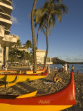 Outriggers on Waikiki Beach, Oahu, Hawaii Photographic Print by John Elk III