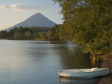 Boat on Lago de Nicaragua with Volcan Concepcion in Distance, Isla de Ometepe, Rivas, Nicaragua, Photographic Print
