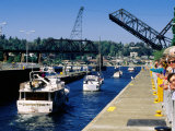 Onlookers at Hiram Chittenden Locks, Seattle, Washington Photographic Print by John Elk III