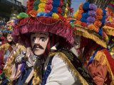 Toro Huaco Dancers in Costume at Fiesta de San Sebastian, Diriamba, Carazo, Nicaragua Photographie par Margie Politzer