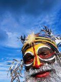 Man with Painted Face at Enga Cultural Show, Wabag, Enga, Papua New Guinea Photographic Print by John Banagan
