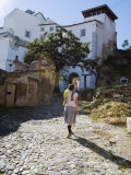 Walking Cobbled Streets of Santa Cruz, Lisbon, Portugal Photographic Print by Greg Elms