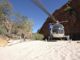 Helicopter on Sand at Bullo River Station, Near Kununurra, Northern Territory, Australia Lámina fotográfica por Michael Gebicki