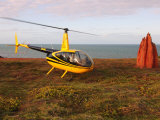 Helicopter About to Take off with Termite Mound at Right, North of Cooktown, Australia Photographic Print by Michael Gebicki