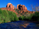 Cathedral Rock Above Oak Creek at Red River Crossing, Sedona, Arizona Photographic Print by David Tomlinson