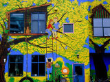 Brightly Painted Exterior of School on Commercial Drive, Vancouver, British Columbia, Canada Photographic Print by Richard Cummins