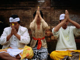 People Praying at Holy Water Ceremony at Spring Water Temple, Tampaksiring, Bali, Indonesia Photographic Print by Michael Coyne