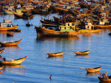 Fishing Boats on Vietnam's South Central Coast at Sunrise, Binh Thuan, Vietnam Photographic Print by Stu Smucker