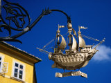 Golden Ship Hanging Sign, Old Town, Gyor, Gyor-Moson-Sopron, Hungary Photographic Print by Margie Politzer
