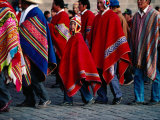 Young Boy and Several Men in Ponchos in the Corpus Christi Procession, Cuzco, Peru Photographic Print by Richard I'Anson