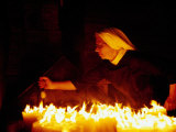 Nun Attending Candles at Stone Gate Shrine, Zagreb, City of Zagreb, Croatia Photographic Print by Richard I'Anson