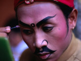 Actor Applying Makeup at Ngenteg Linggih Festival, Kedewatan Village, Ubud, Bali, Indonesia Photographic Print by Michael Coyne