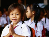 Local School Children Assemble Before School, Kampot, Cambodia Photographic Print by Daniel Boag