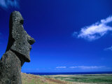 Traditional Moai Carved Form Soft Volcanic Rock at Rano Raraku, Easter Island, Valparaiso, Chile Photographic Print by Brent Winebrenner