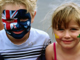 Children with Their Faces Painted at Australian Tennis Open, Melbourne, Victoria, Australia Fotografisk trykk av Daniel Boag Children with Their Faces Painted at Australian Tennis Open, Melbourne, Victoria, Australia Fotografisk trykk av Daniel Boag