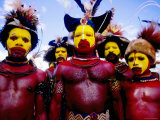 Men at Sing-Sing, Mt. Hagen, Western Highlands, Papua New Guinea Photographic Print by Peter Hendrie