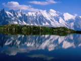 Aiguilles Rouges Natural Reserve, Mt. Blanc with Cheserys Lake in Foreground, France Lámina fotográfica por John Elk III