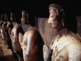 Buddhas in a Row at Wat Mahathat in Sukhothai Historical Park, Thailand Photographic Print by Glenn Beanland