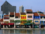 Former Chinese Shophouses, Now Restaurants, along Singapore River Boat Quay, Singapore Photographic Print by John Elk III