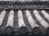 Detail of Tiled Roof with Embossed End Tiles, Nijo Castle, Kyoto, Japan Photographic Print by Greg Elms