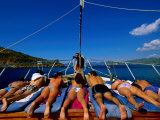 Sunbathers on Bow Deck of Boat on Fethiye Bay, Fethiye, Mugla, Turkey Photographic Print by John Elk III