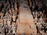 Life Size Terracotta Soldiers in Battle Formation, Xi'an, Shaanxi, China Photographic Print by Krzysztof Dydynski