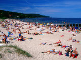 Beachgoers on Summer Day, Bastad, Skane, Sweden Photographic Print by Anders Blomqvist