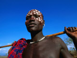 Mursi Man, Mago National Park, South Omo, Ethiopia Photographie par Ariadne Van Zandbergen