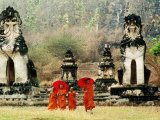 Novice Monks at Doi Kong Mu Temple, Mae Hong Son, Thailand Photographic Print by Alain Evrard