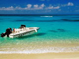 Speedboat Moored at Conroy Beach, Montego Bay, St. James, Jamaica Photographic Print by Richard Cummins