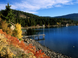 North Shore Houses by Lake, Lake Tahoe, California Photographic Print by Lee Foster