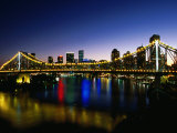 Story Bridge and City Skyline at Night, Brisbane, Queensland, Australia Photographic Print by Holger Leue