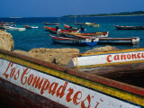 Boats on Waterfront of Chichiriviche with Islands in Background, Falcon, Venezuela Photographic Print by Krzysztof Dydynski