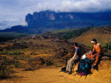 Hikers Taking Break on Hike to Top of Roraima, in Background, Roraima, Bolivar, Venezuela Photographic Print by Krzysztof Dydynski