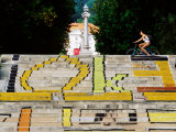 Cyclist and Painted Steps, Park Tivoli, Ljubljana, Greater Ljubljana, Slovenia Photographie par Richard I'Anson