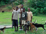 Villagers with Their Dogs Ready for Pig Hunting, Viti Levu, Western Division, Fiji Photographic Print by Daniel Boag