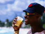 Man Enjoying Cool Bajan with Rum Punch, Sugar Reef Beach, Dover, Christ Church Photographic Print by Holger Leue