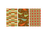 Retro Birds Triptych Pósters