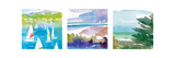 Sailboats and Lake I Triptych Photo