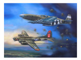 B-17 and P-51 Mustang Giclée-Druck von jack connelly