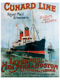 Cunard Line, Liverpool to New York Reproduction procédé giclée par R.m Neville Cumming