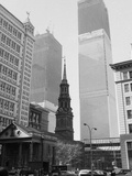 World Trade Center Twin Towers Construction, New York City, New York, c.1971 Fotografisk tryk