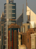 Mosque in front of the Sheik Zayed Twers in Dubai, United Arab Emirates Photographic Print by Kamran Jebreili