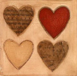 Four Hearts with Red Affiches par Roberta Ricchini