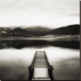 Emigrant Lake Dock II in Black and White Stretched Canvas Print by Shane Settle